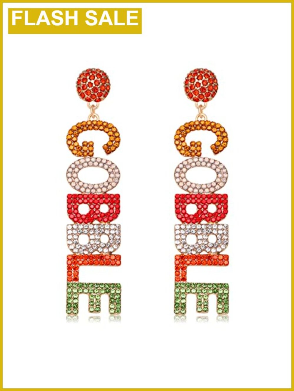 Thanksgiving GOBBLE Beaded Dangle Earrings Rhinestone Fall Holiday Jewelry